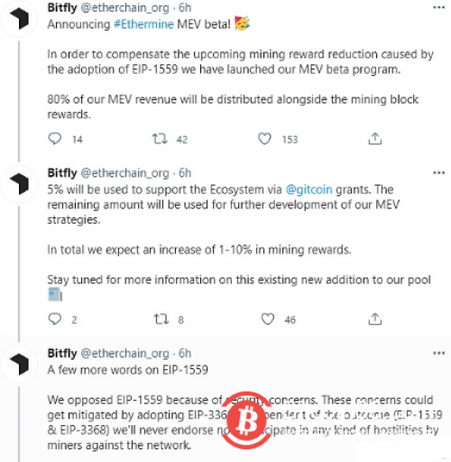 Ethermine矿池启动MEV测试版计划 将为矿工分配80%MEV收入补偿EIP-1559损失 