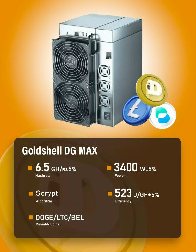 狗狗币机器算力6.5g的金贝DGmax性价比最高的一款机器